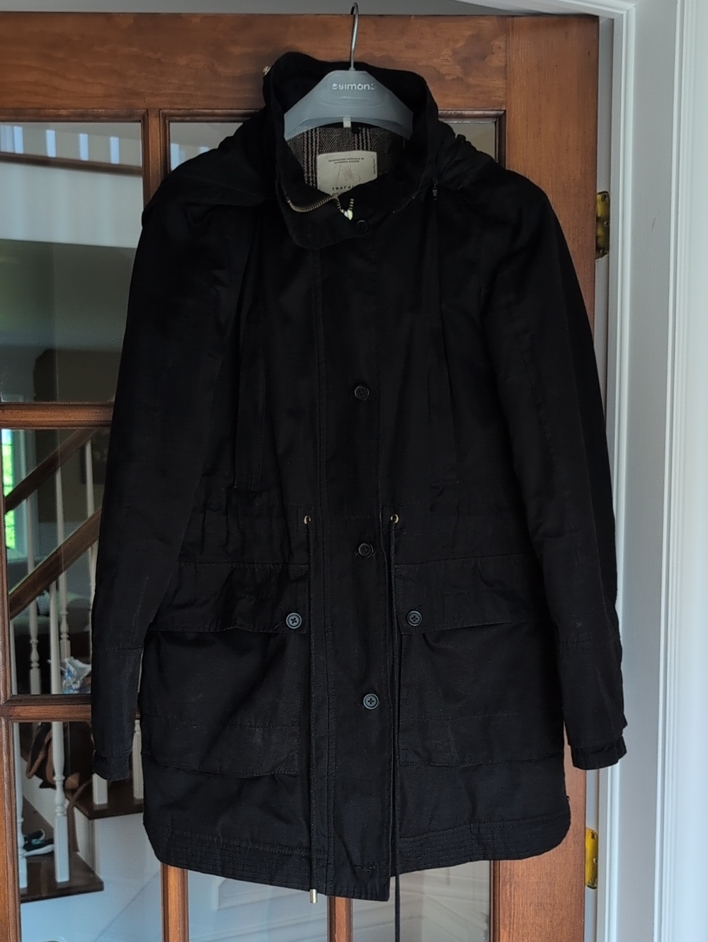 Zara Trafaluc Black M Tweed Jacket in Beige and Pink Herringbone